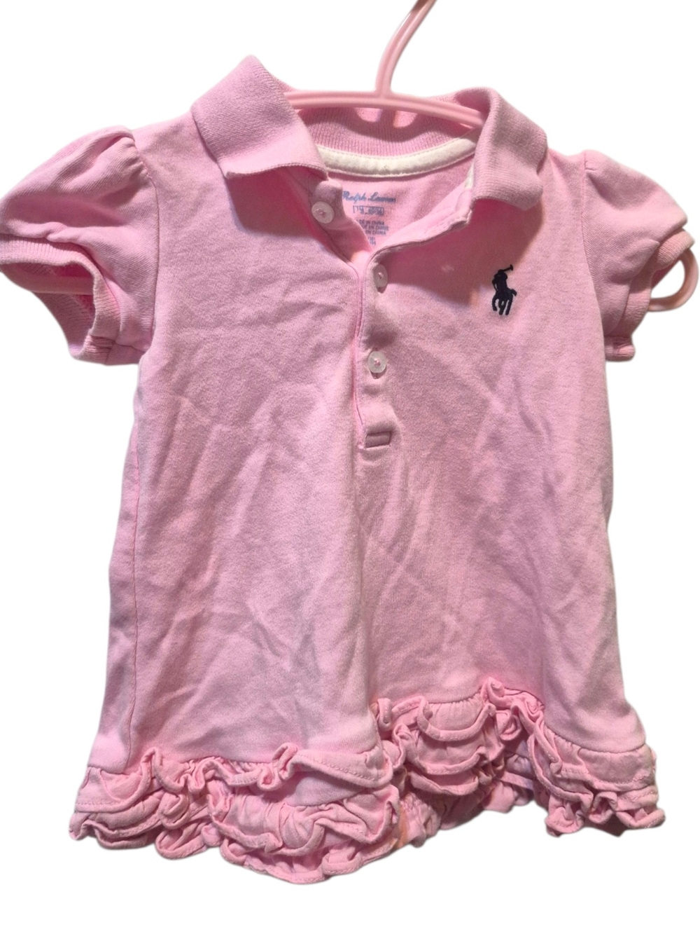 Ralph Lauren Light Pink Ruffle Polo Top